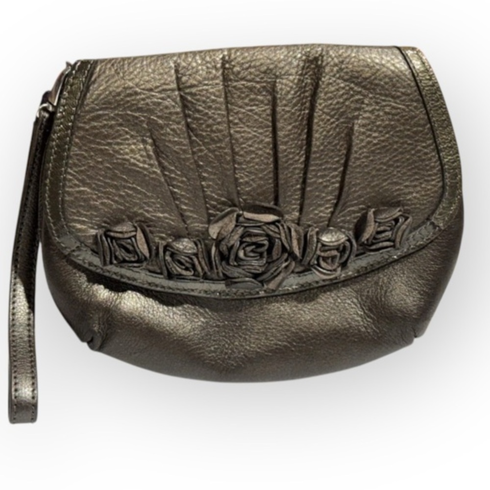 Brighton Leather Coin Pouch Brown Flower Small Purse - Picture 2 of 11